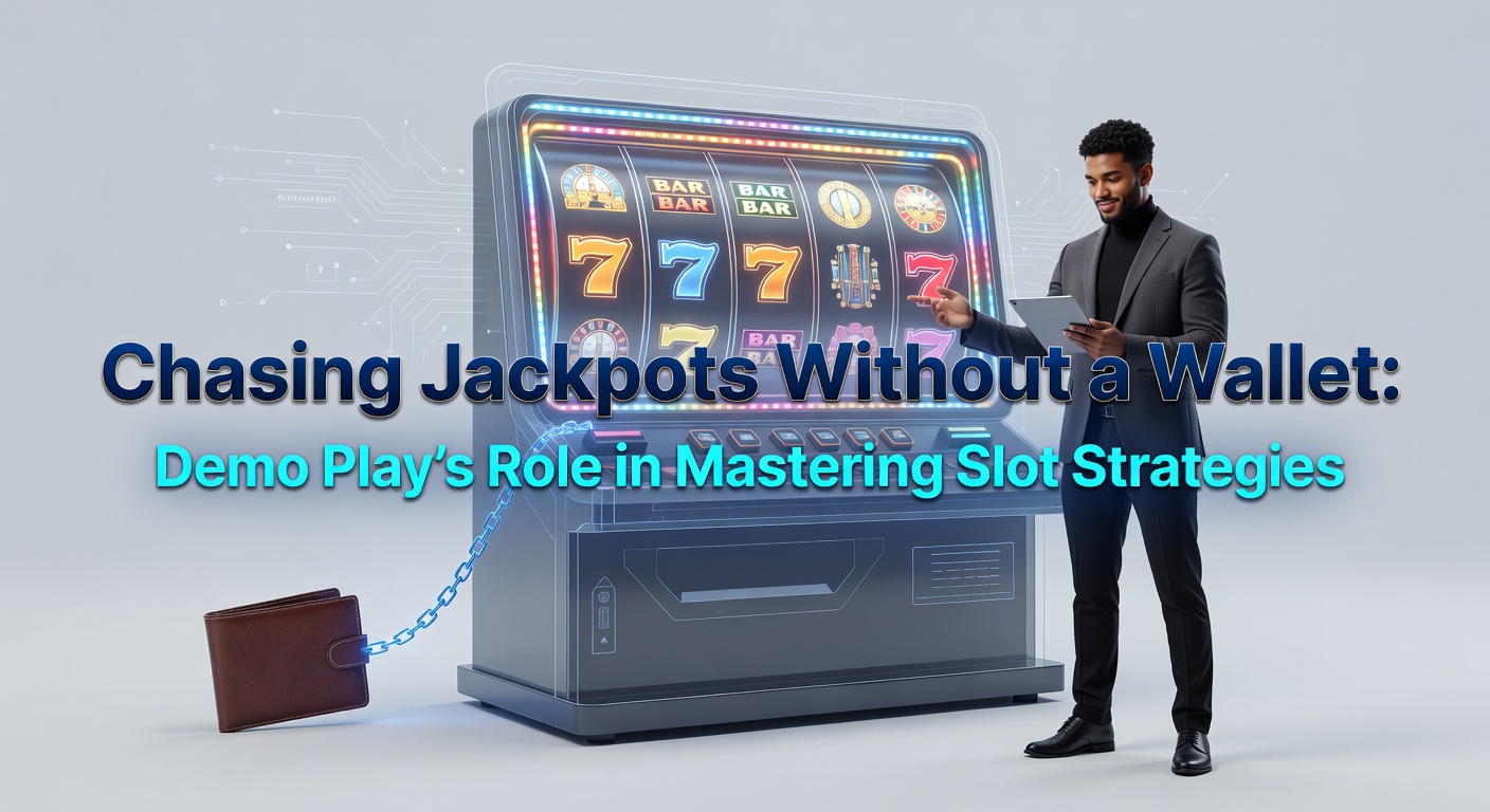 Bunte Slot-Maschine mit leuchtenden Jackpot-Symbolen und Demo-Button im Vordergrund, die risikofreies Spielen symbolisiert