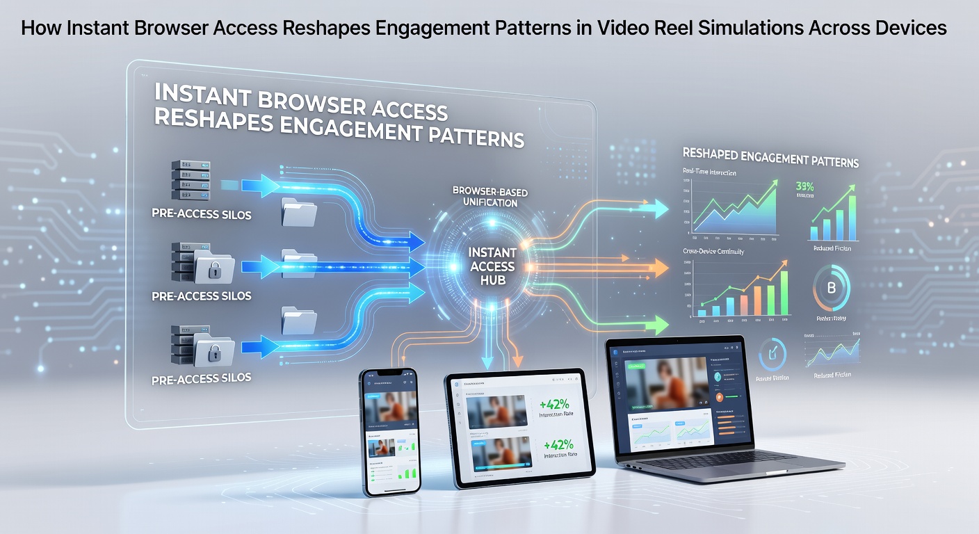 Darstellung von Video-Reel-Simulationen mit sofortigem Browserzugriff auf verschiedenen Geräten wie Smartphone, Tablet und Desktop